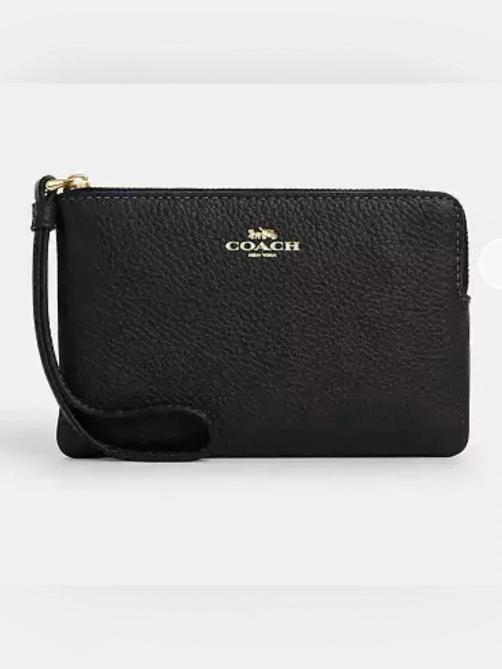 Coach Pebbled Leather Corner Zip Wristlet
